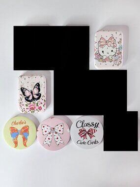 Fabulous FASHION COMPACT w/Double Mirror - BUTTERFLY, CAT or RIBBON ROUND Design